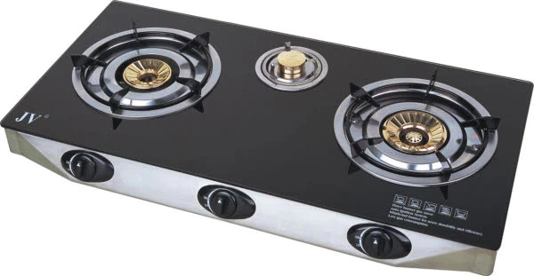 JV Edelstahl-Propangaskocher, 3-flammig Mit Glasplatte 1 JV Edelstahl-Propangaskocher, 3-flammig Mit Glasplatte