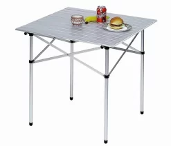 Alu-Campingtisch Mit Rollplatte 70 X 70 Cm, Silber